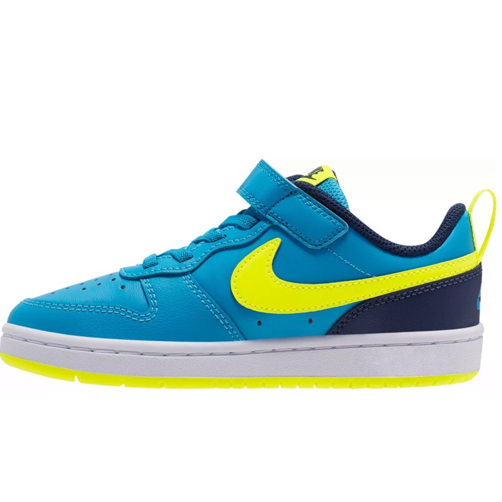 Nike Kids’ Court Borough Low Shoes - Blue / Teal & Yellow. Size 12